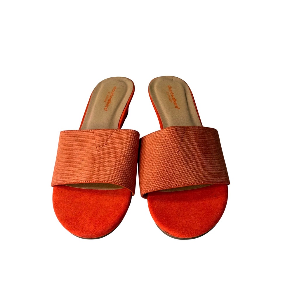 Cloudwalkers‎ by Avenue Annie Orange Sandals Womens 9W Wide Slide Heels